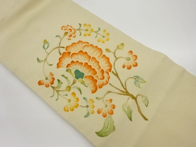 上代紬型染花唐草模様名古屋帯